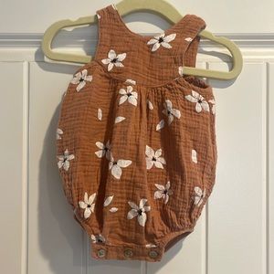 Floral Rust Colored Rylee + Cru Romper Size 0-3 mo
